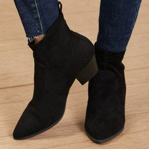 Qupid Leap of Faith Pointed Toe Sock Booties